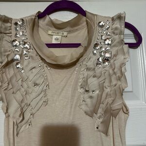 Arden B Cream Embellished Women's Top/ mini dress